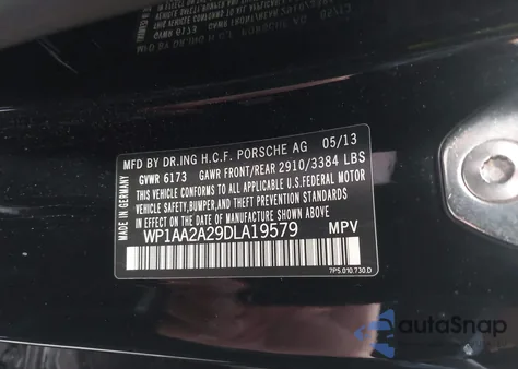 2013 Porsche Cayenne from USA, damaged, VIN WP1AA2A29DLA19579